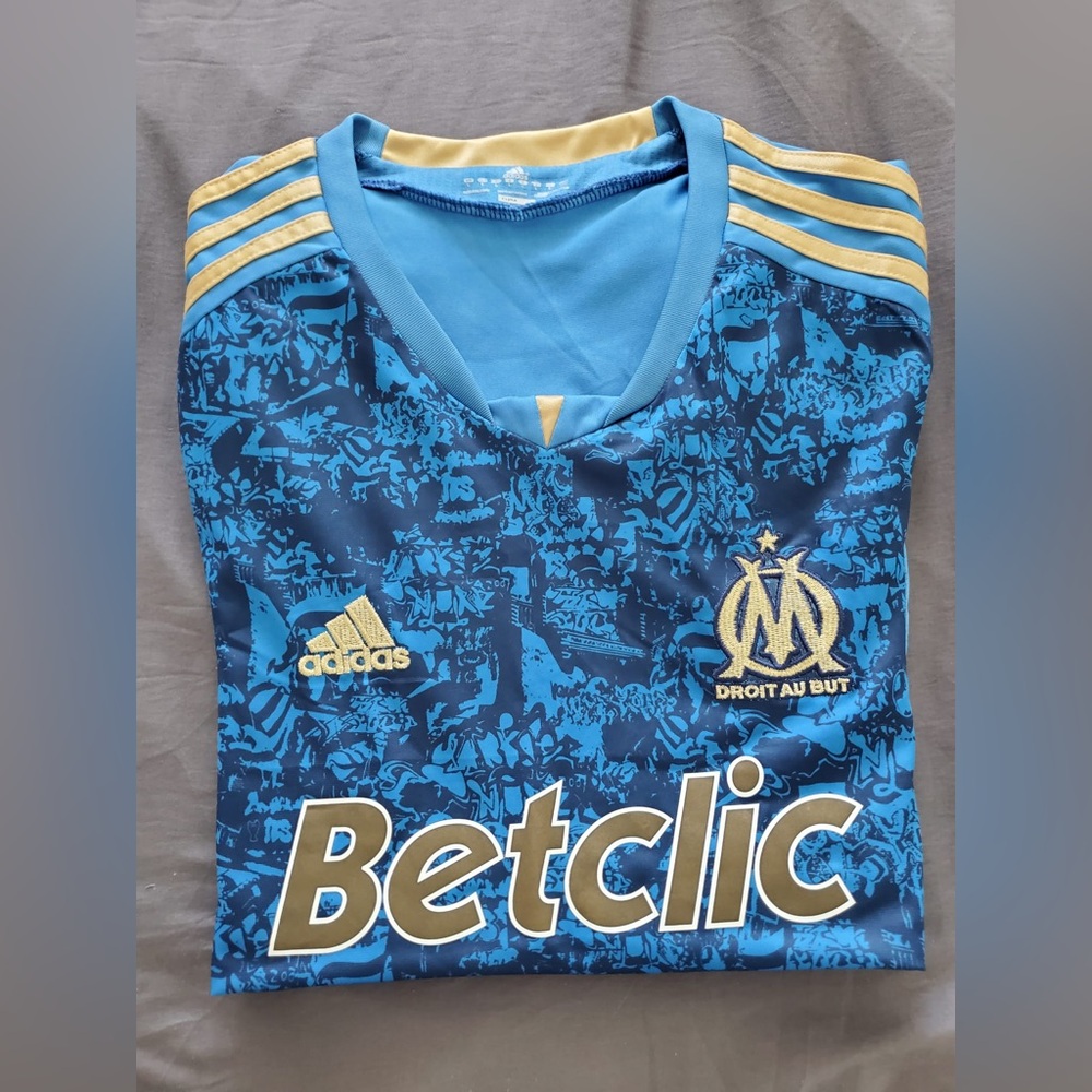 Marseille Adidas Blue and Yellow Soccer Jersey